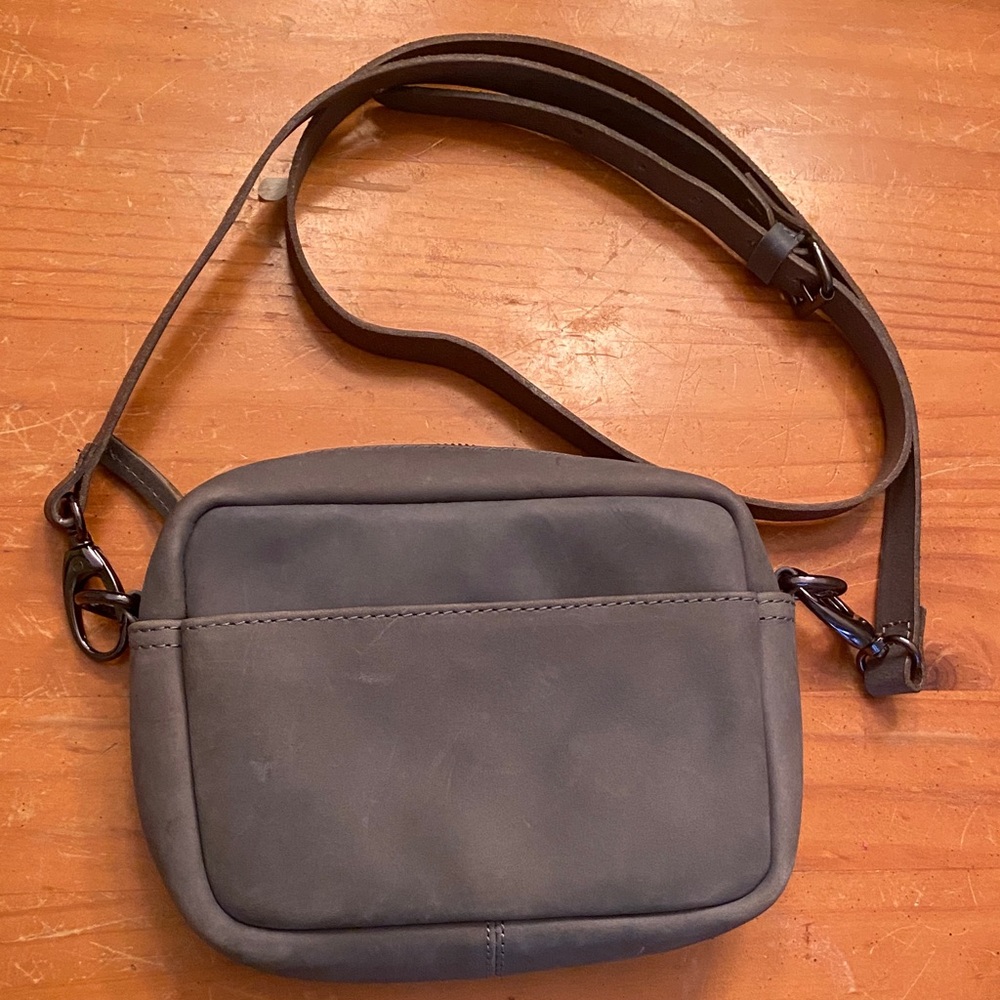 Salvador Bachiller Bluish Grey Leather Crossbody Bag from Spain.